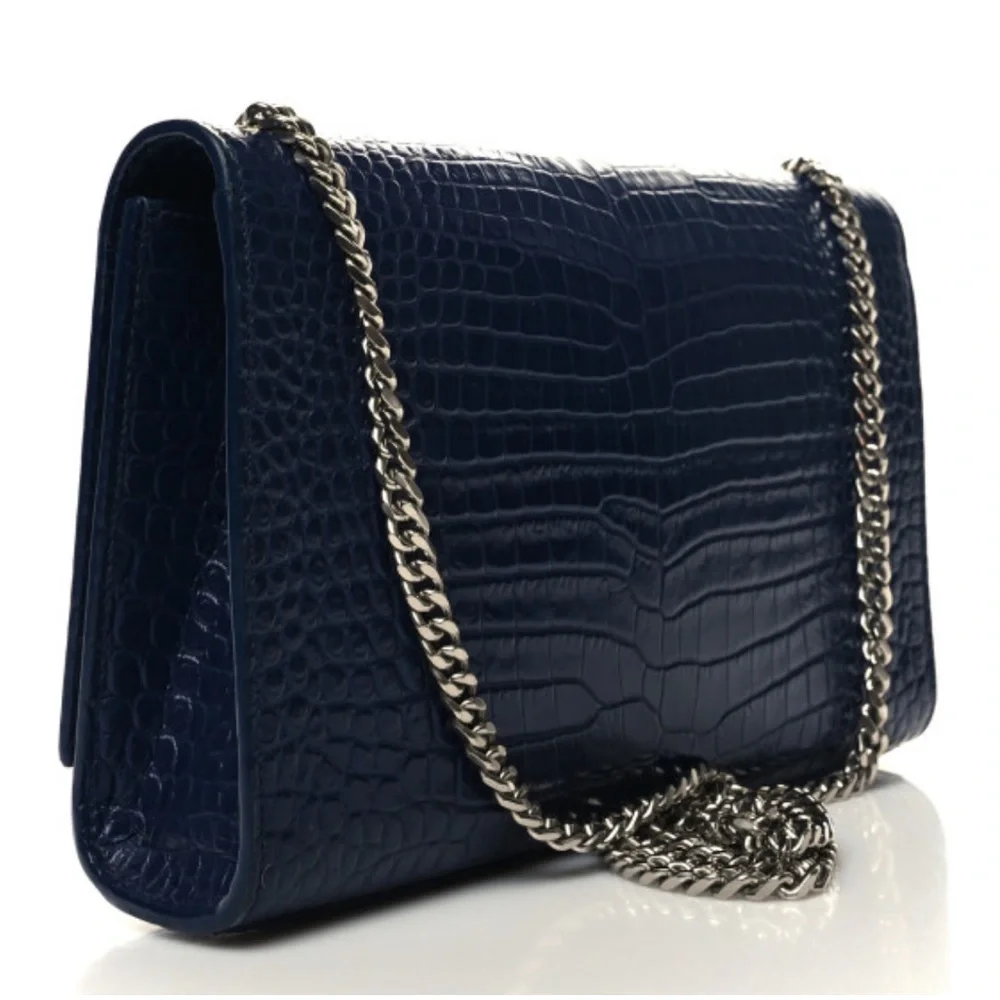 Saint Laurent Medium Classic Monogram Kate Tassel Satchel Deep Marine